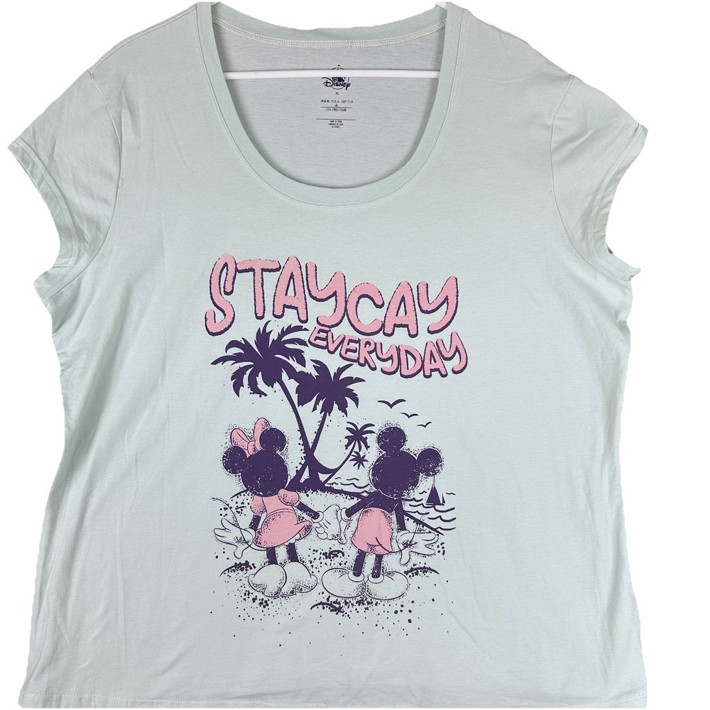 DISNEY Mickey & Minnie Staycay Everyday Sleeveless Shirt  X-LARGE Mint green
